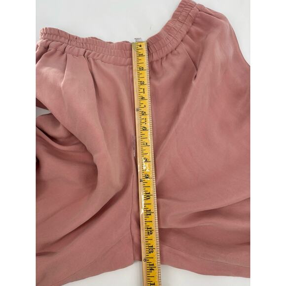 ZZ Vintage Pants Womens Small Blush Pink 100% Silk Wide Leg Stretch Pockets Crop - Picture 16 of 16